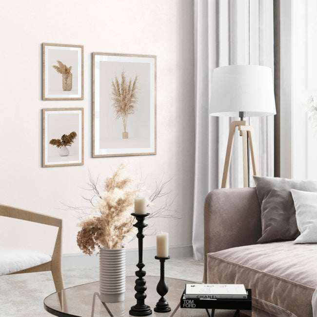 Pack de 3 láminas PREMIUM para descargar e imprimir: Pampas Grass Minimalista.