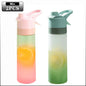 1-4PCS Large Capacity Spray Water Bottle with Straw Gradient Frosted Portable Outdoor Sports Travel Mist Sprayer Reusable Cup