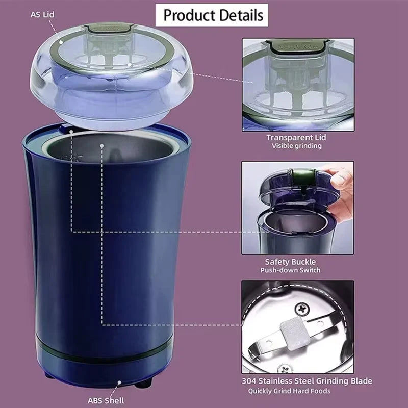 Electric Kitchen Cereal Chopper 8 Blade Coffee Grinder Portable Baby Food Maker Washable Blender Coffee Bean Grinder New Gift
