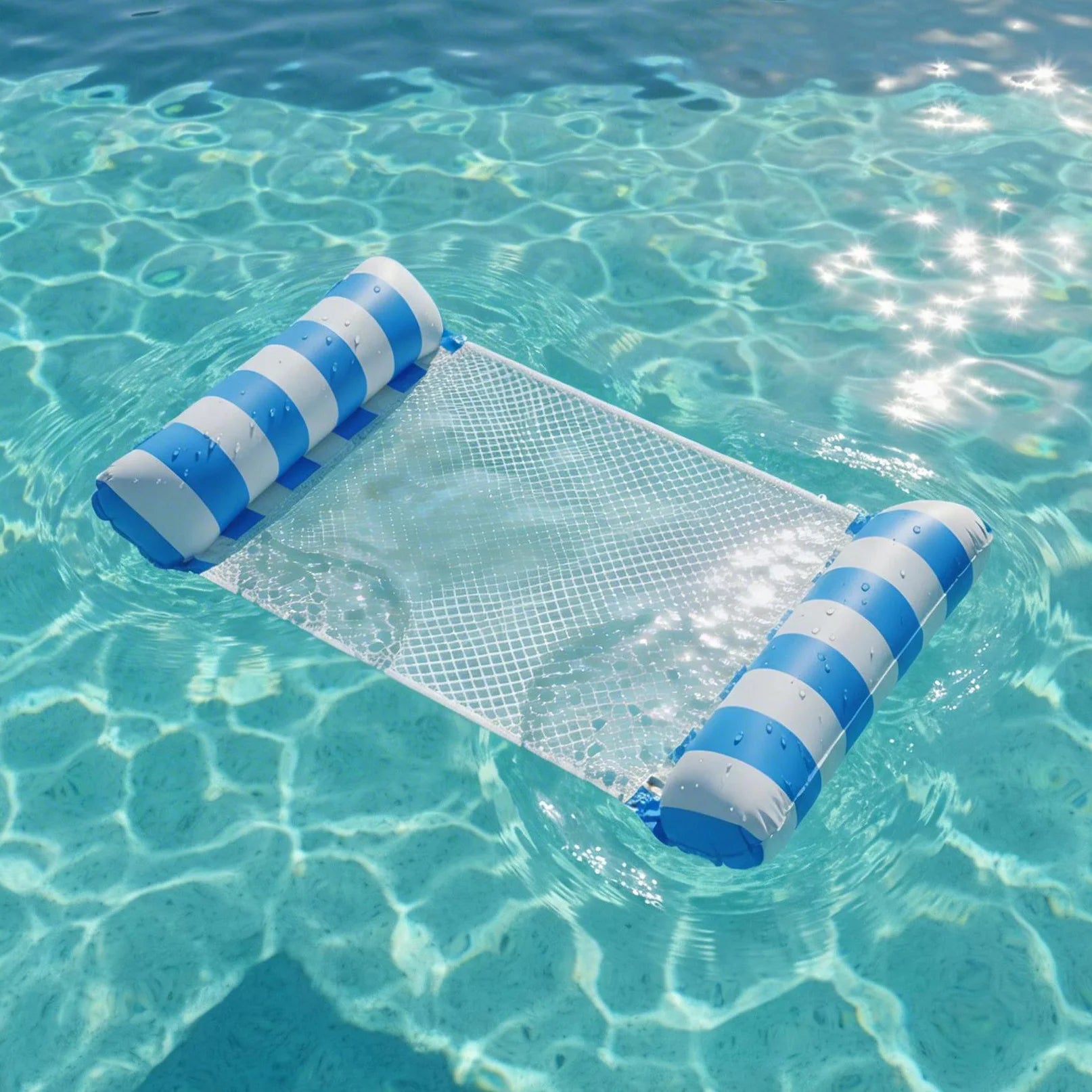 Pool Hammock Floats, 1Pack 4-In-1 Inflatable Water Hammocks Floaties (Saddle, Lounge Chair, Hammock, Drifter), , Pool Float Loun