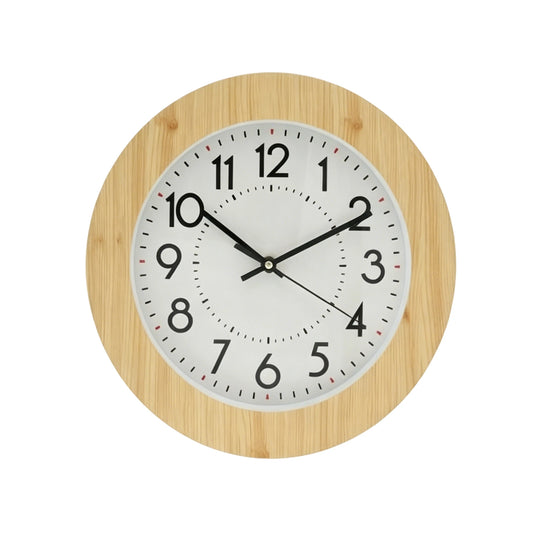 Abs Decorative Wall Clock Circular Shape Natural Style Bamboo Simulation Simple Installation Accurate Time Quartz Clock for Indoor Spaces Home Commercial School Timeless Minimalist Decor for Any Style of Furniture