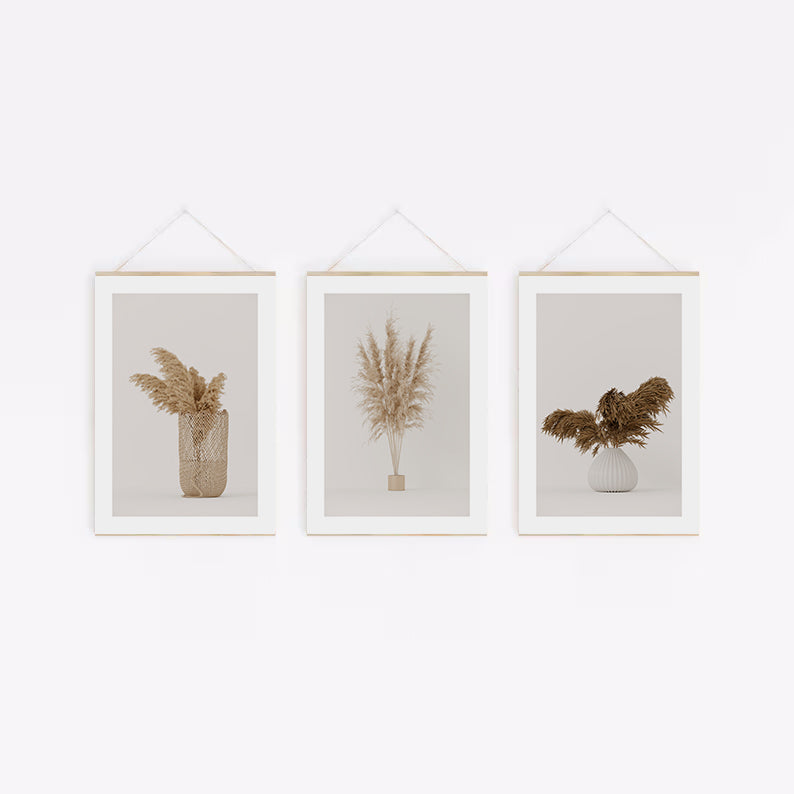 Pack de 3 láminas PREMIUM para descargar e imprimir: Pampas Grass Minimalista.