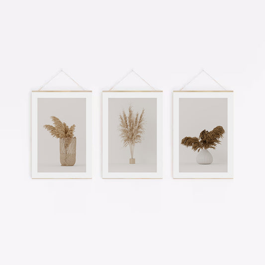 Pack de 3 láminas PREMIUM para descargar e imprimir: Pampas Grass Minimalista.