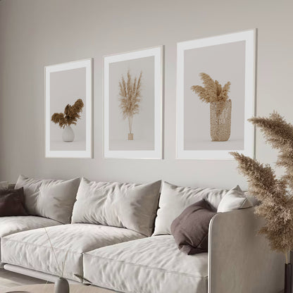 Pack de 3 láminas PREMIUM para descargar e imprimir: Pampas Grass Minimalista.