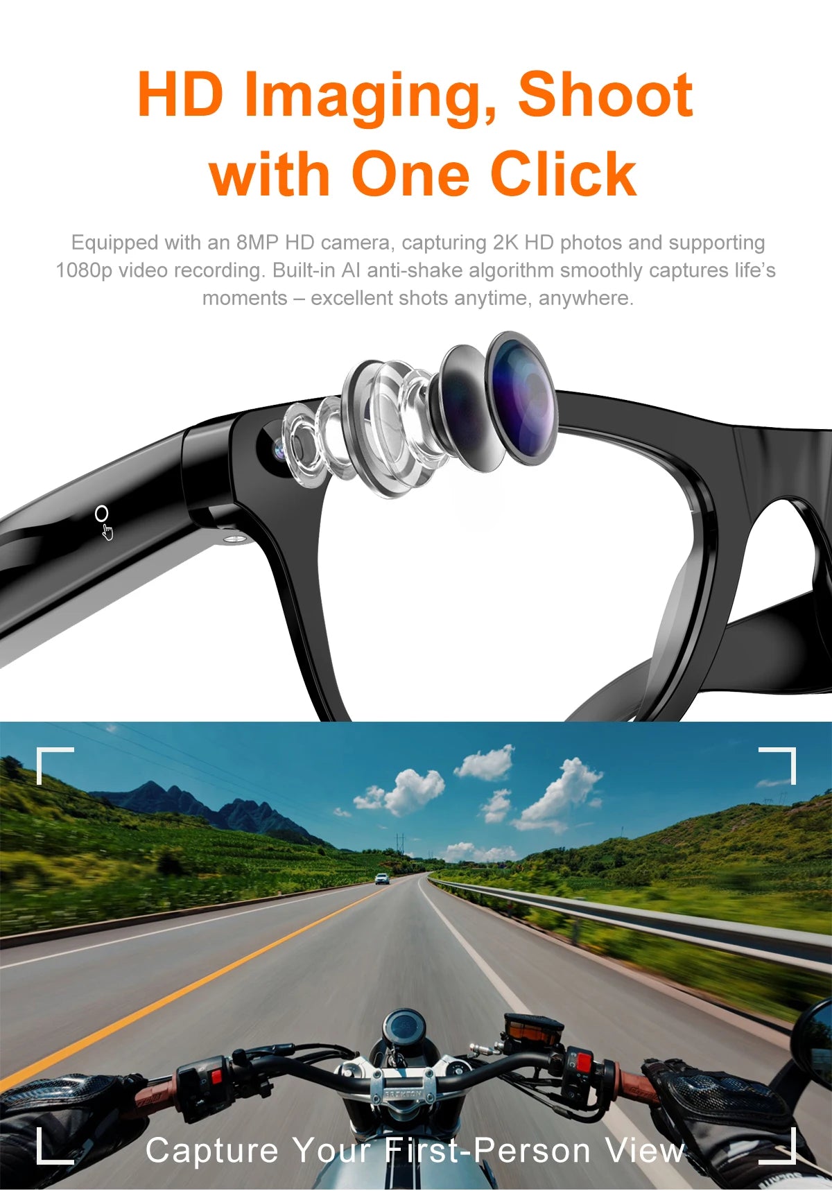 Xiaomi Smart AI Glasses 800W HD 8K Shooting Camera Photo Video Voice Call Translation Waterproof Bluetooth AI Motorcycle Glasses