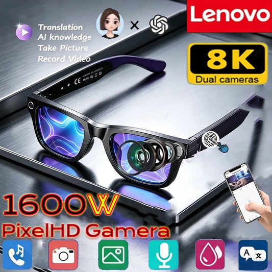 Lenovo 8K AI Smart Glasses Hands-Free Calling  AI Translation AI Chat Logging Music Playback Women Men 2027 New Smart Sunglasses