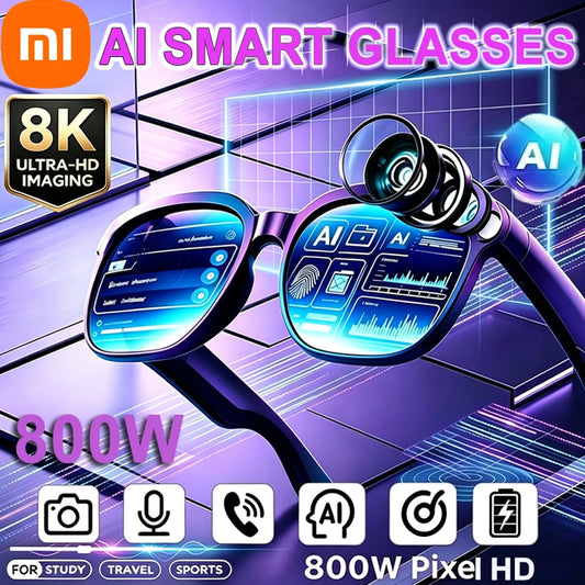 Xiaomi Smart AI Glasses 800W HD 8K Shooting Camera Photo Video Voice Call Translation Waterproof Bluetooth AI Motorcycle Glasses