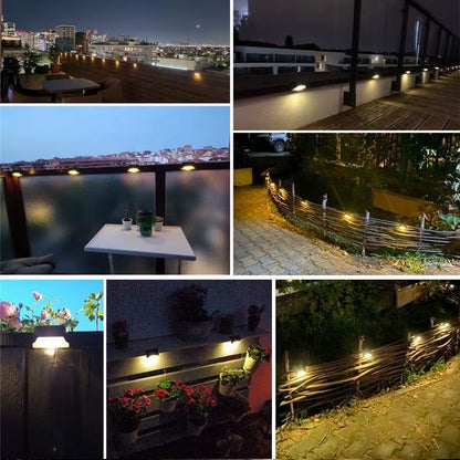 4Pack Solar Deck Lights Outdoor Step Lights Waterproof Led Solar Lights for Railing Stairs Step Fence Yard Patio and Pathway