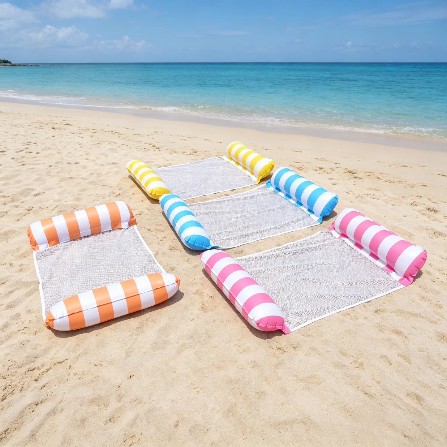 Pool Hammock Floats, 1Pack 4-In-1 Inflatable Water Hammocks Floaties (Saddle, Lounge Chair, Hammock, Drifter), , Pool Float Loun