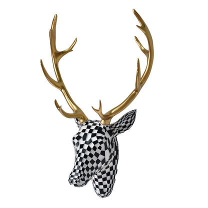 Modern Mosaic Deer Head Wall Decor Resin Art Sculpture 3D Animal Trophy for Living Room Office Bar Cafe Wall Hanging Decoration