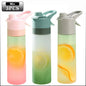 1-4PCS Large Capacity Spray Water Bottle with Straw Gradient Frosted Portable Outdoor Sports Travel Mist Sprayer Reusable Cup